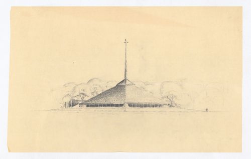 Sketched elevation, North Christian Church, Columbus, Indiana