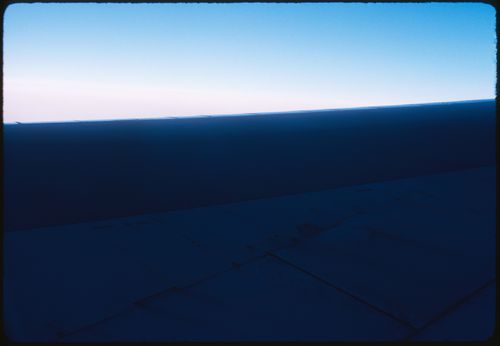 Airplane wing on a flight to Paris