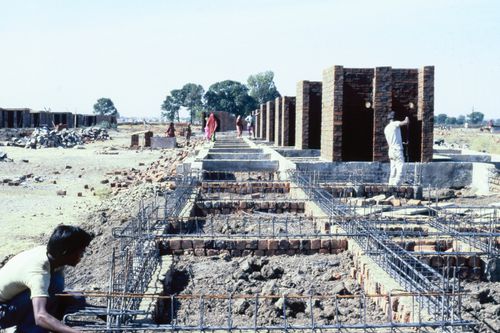 View of McGill's plot during construction at Aranya for the Aranya Housing Project, Indore, India