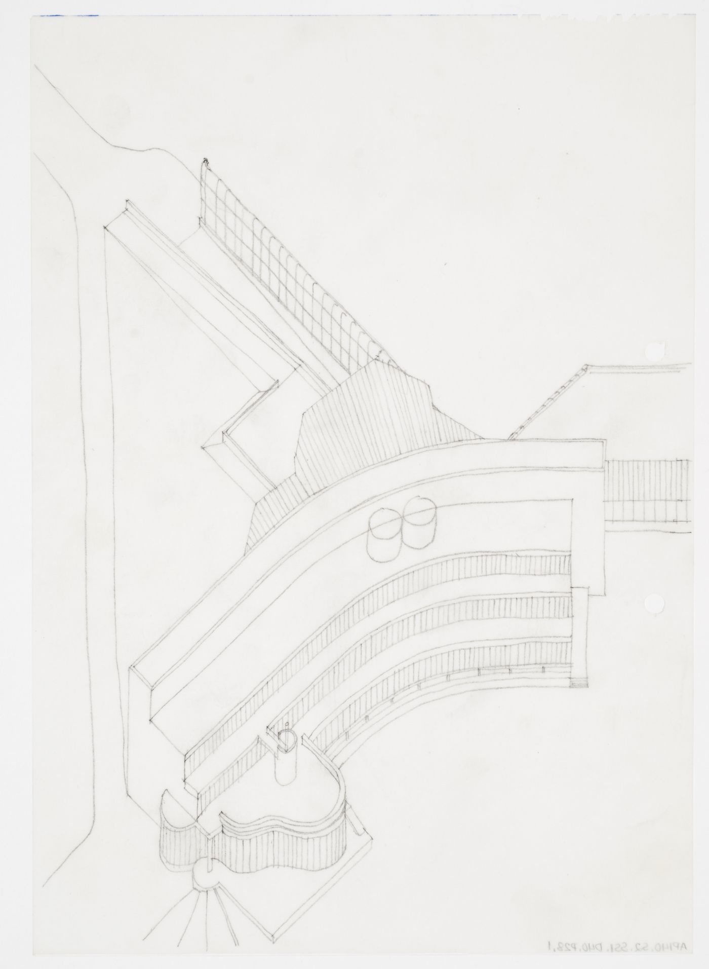 British Olivetti Headquarters, Milton Keynes, England: axonometric