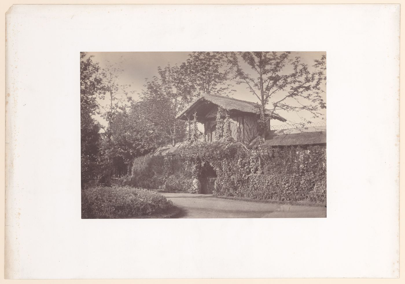 View of unidentified vine-covered building, Bois de Boulogne, Paris, France
