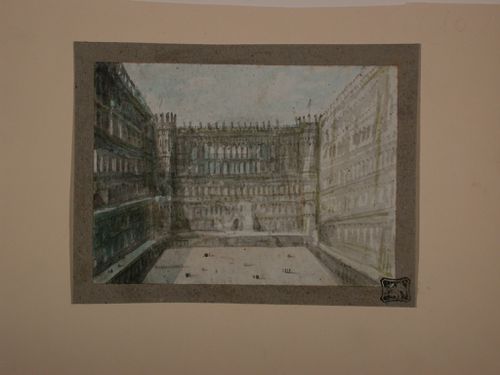 Visionary design for the courtyard of a monumental fortified palace