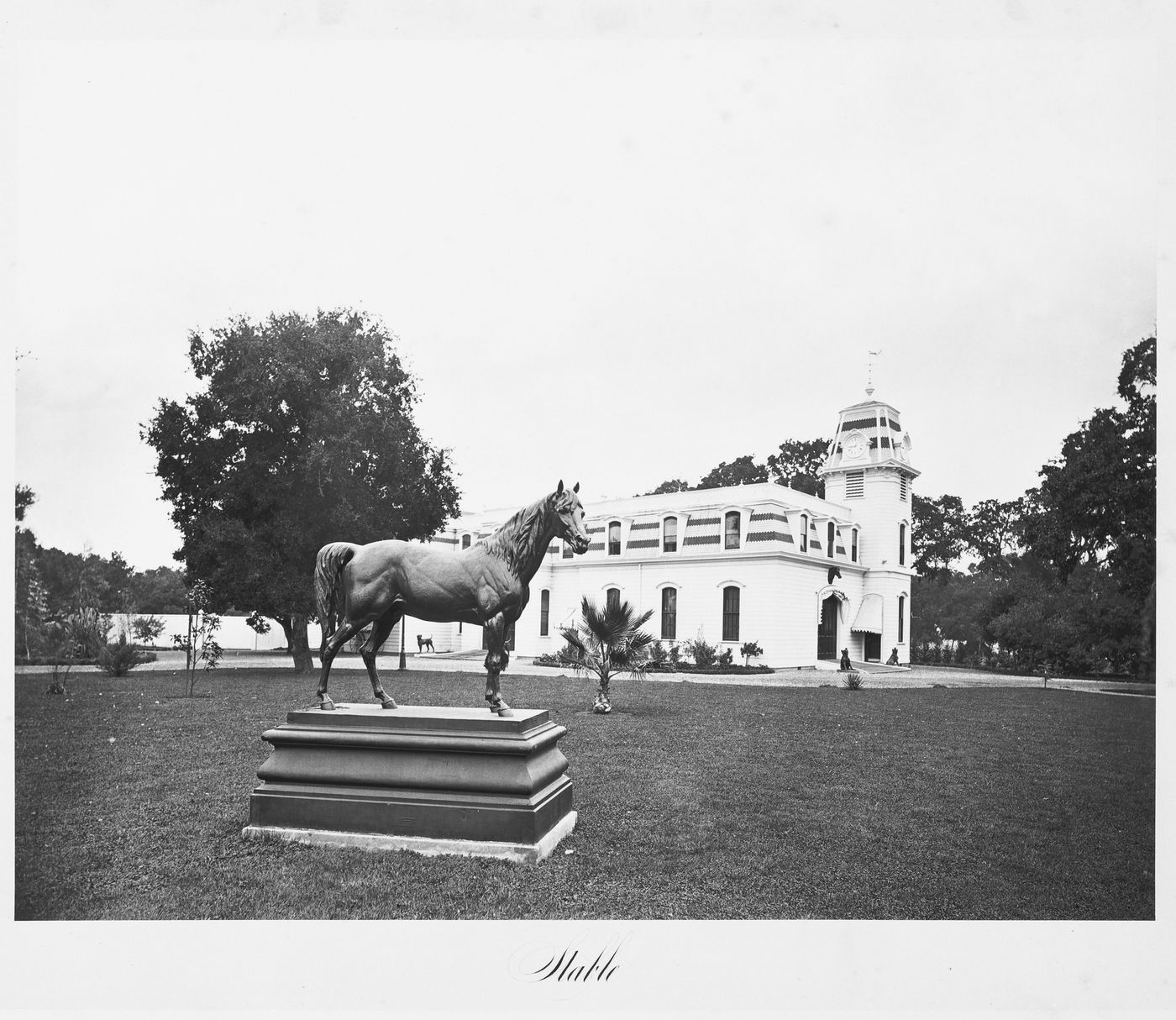 View of the outbuildings: stable, Thurlow Lodge, Menlo Park, California
