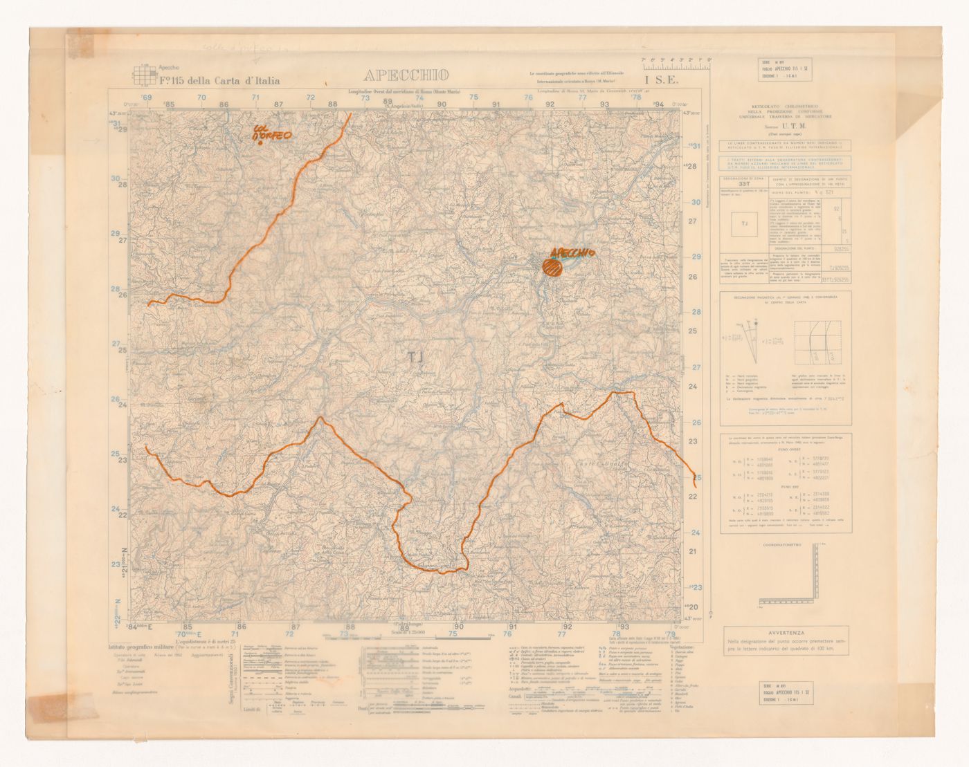 Annotated map of Italy showing the location of Apecchio for Zeno, une cultura autosufficiente [Zeno, a self-sufficient culture]