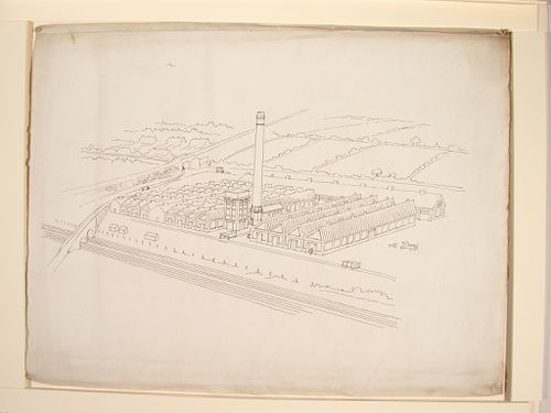 Perspectival view showing a factory complex in England