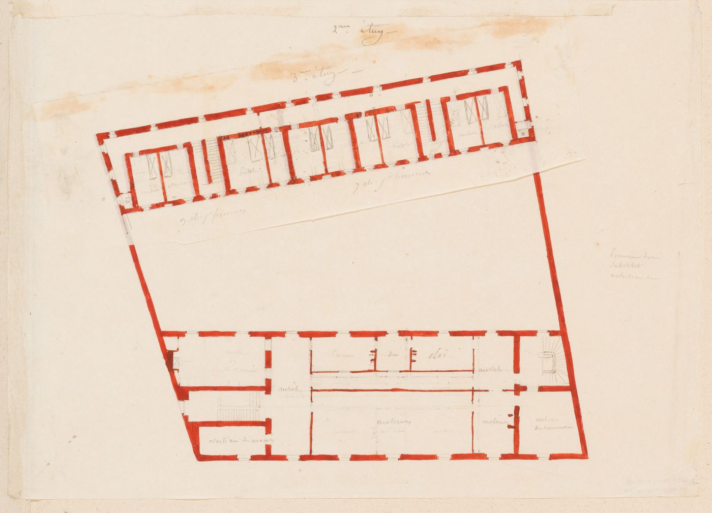 Palais de justice and prison, Toulon, France: Plan of the second floor