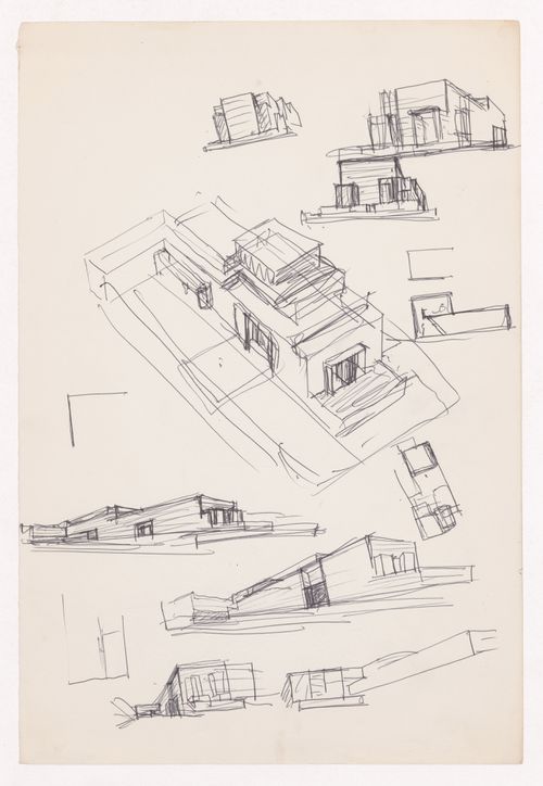 Sketch axonometric views and perspectives for Casa Manuel Magalhães, Porto, Portugal