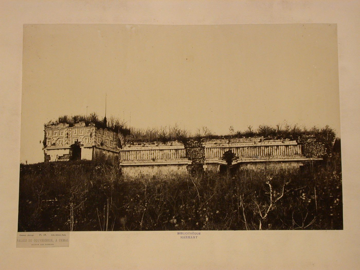 View of the House of the Turtles with the Palace of the Governor on the left, Uxmal Site, Mexico