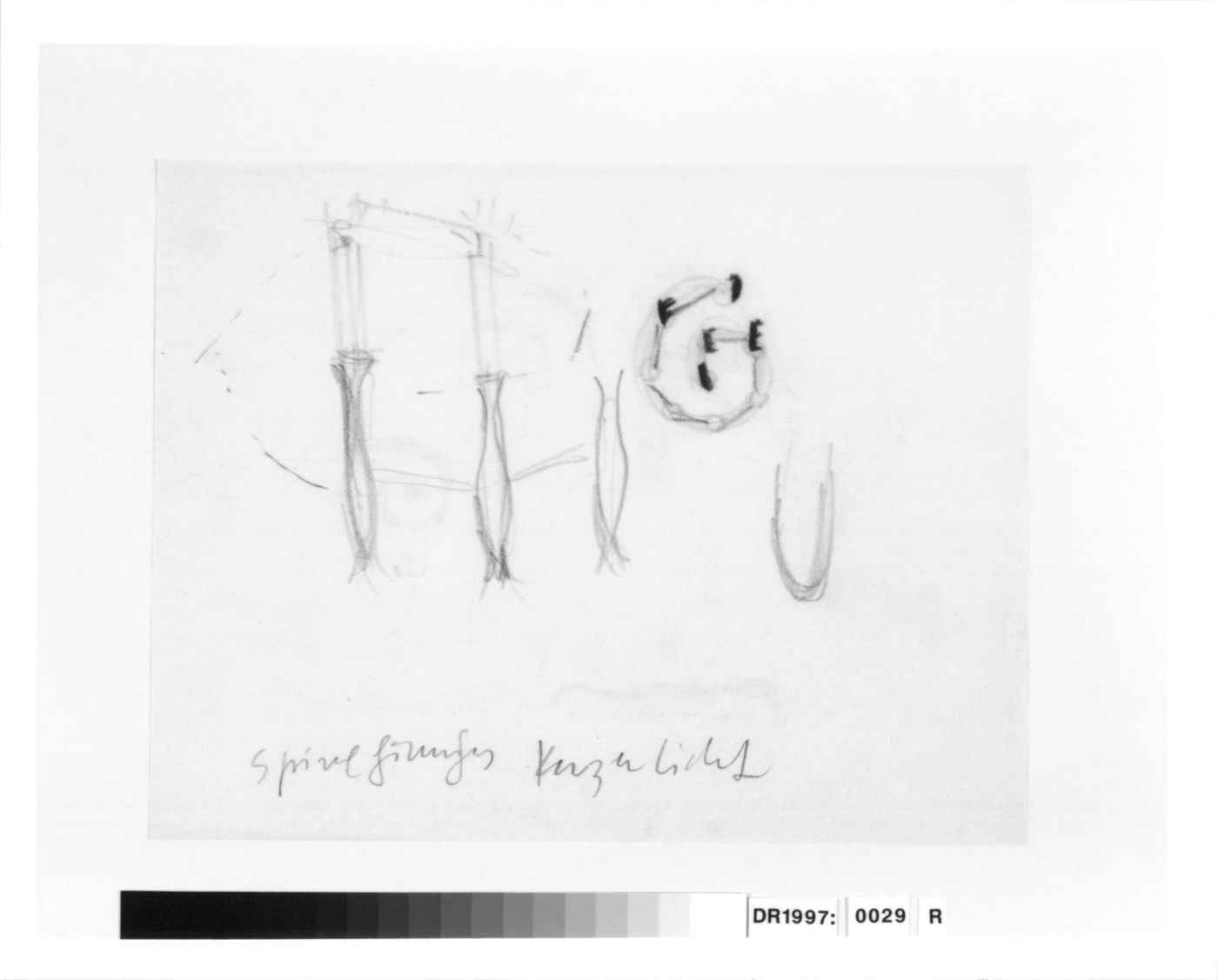 Sketch elevations for spirals and candlesticks for the E,D,E,N, Pavilion, Rheinfelden, Switzerland