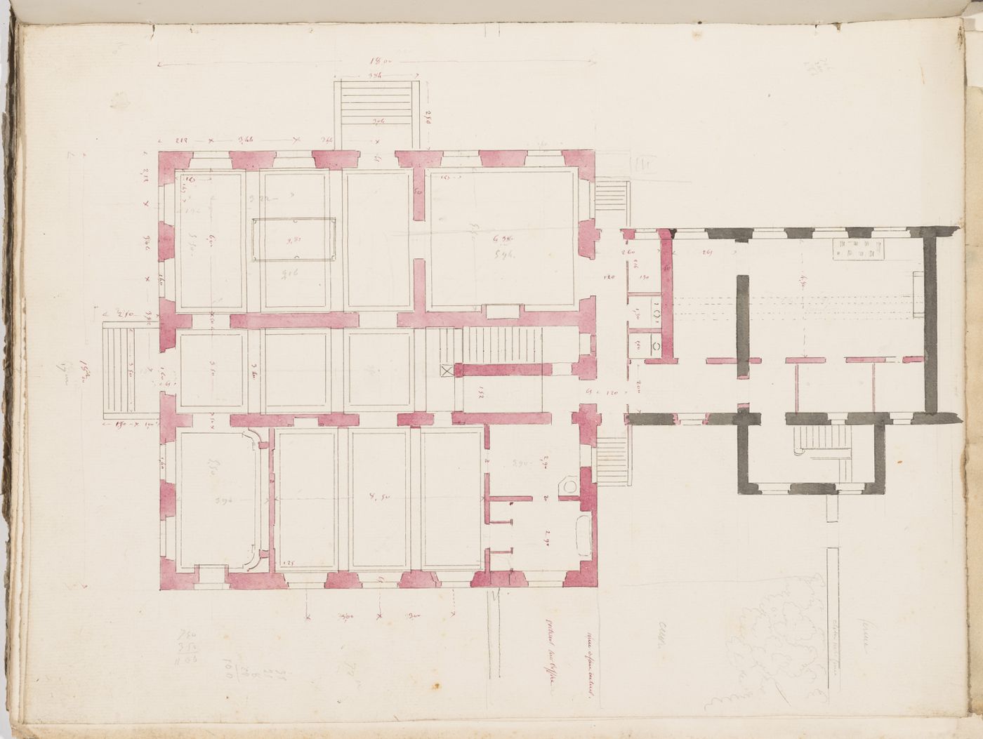 Project no. 8 for a country house for comte Treilhard: Ground floor plan