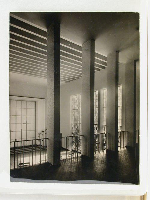 Interior view from balcony, Cologne Crematorium, Cologne, Germany