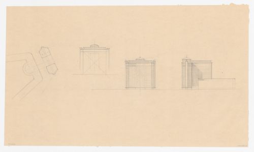 Plan and principal and lateral elevations for Industriegebouw Plan A for the reconstruction of the Hofplein (city centre), Rotterdam, Netherlands