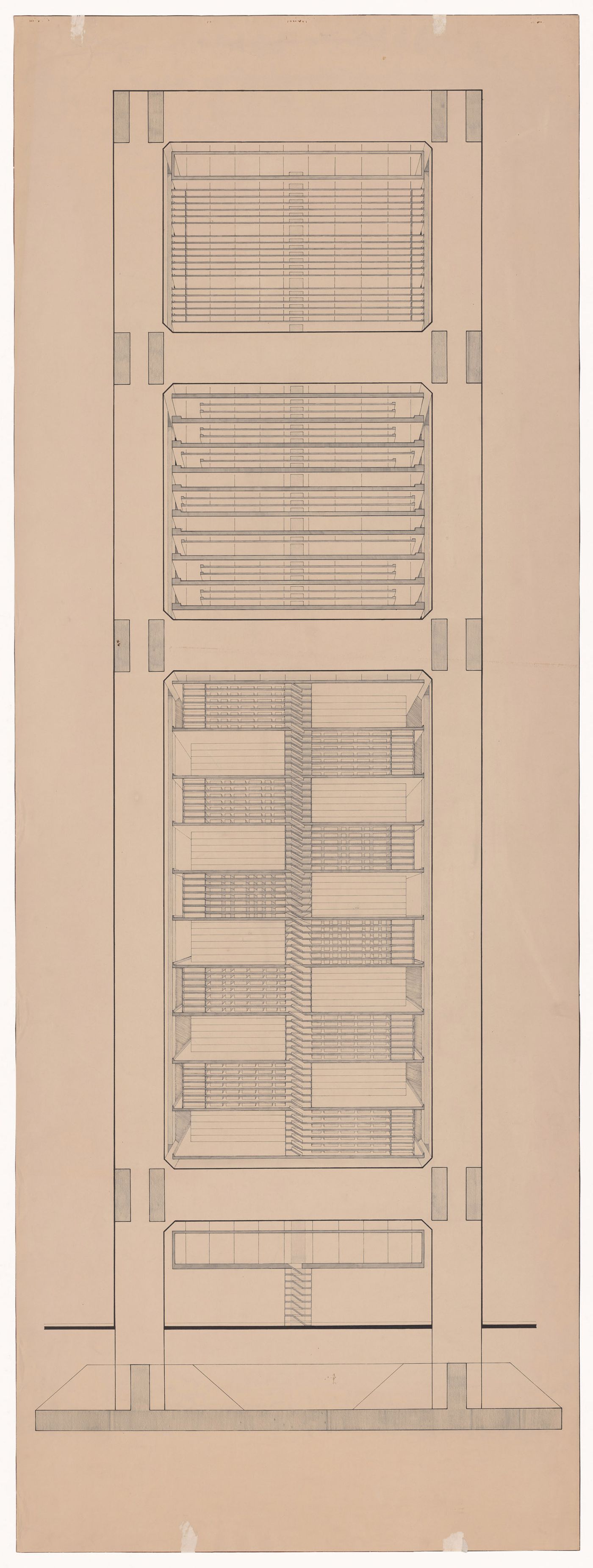 Section, possibly for Edificio suspendido de oficinas