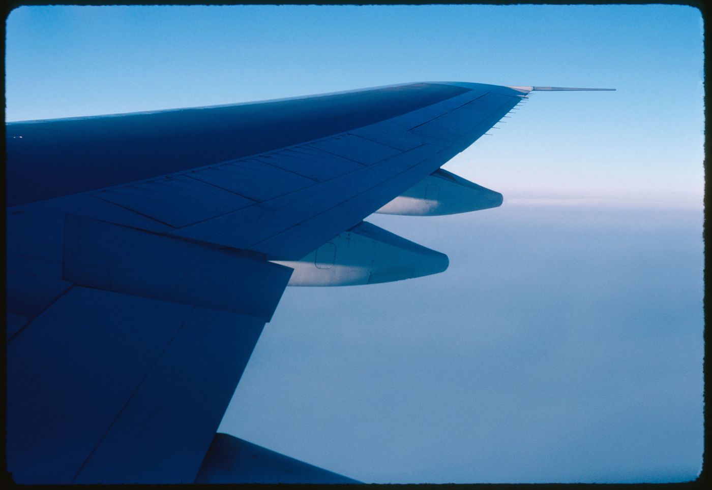 Airplane wing on a flight to Paris