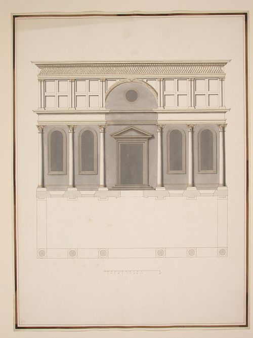 Plan and elevation of the Pazzi Chapel in Santa Croce, Florence
