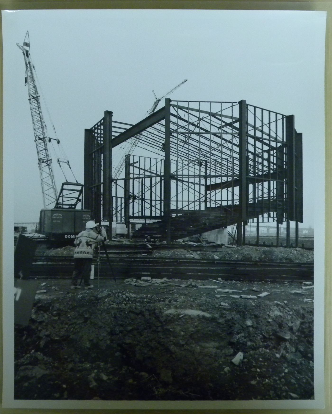 View of the Canadian Pacific-Cominco Pavilion at its construction stage, Expo 67, Montréal, Québec