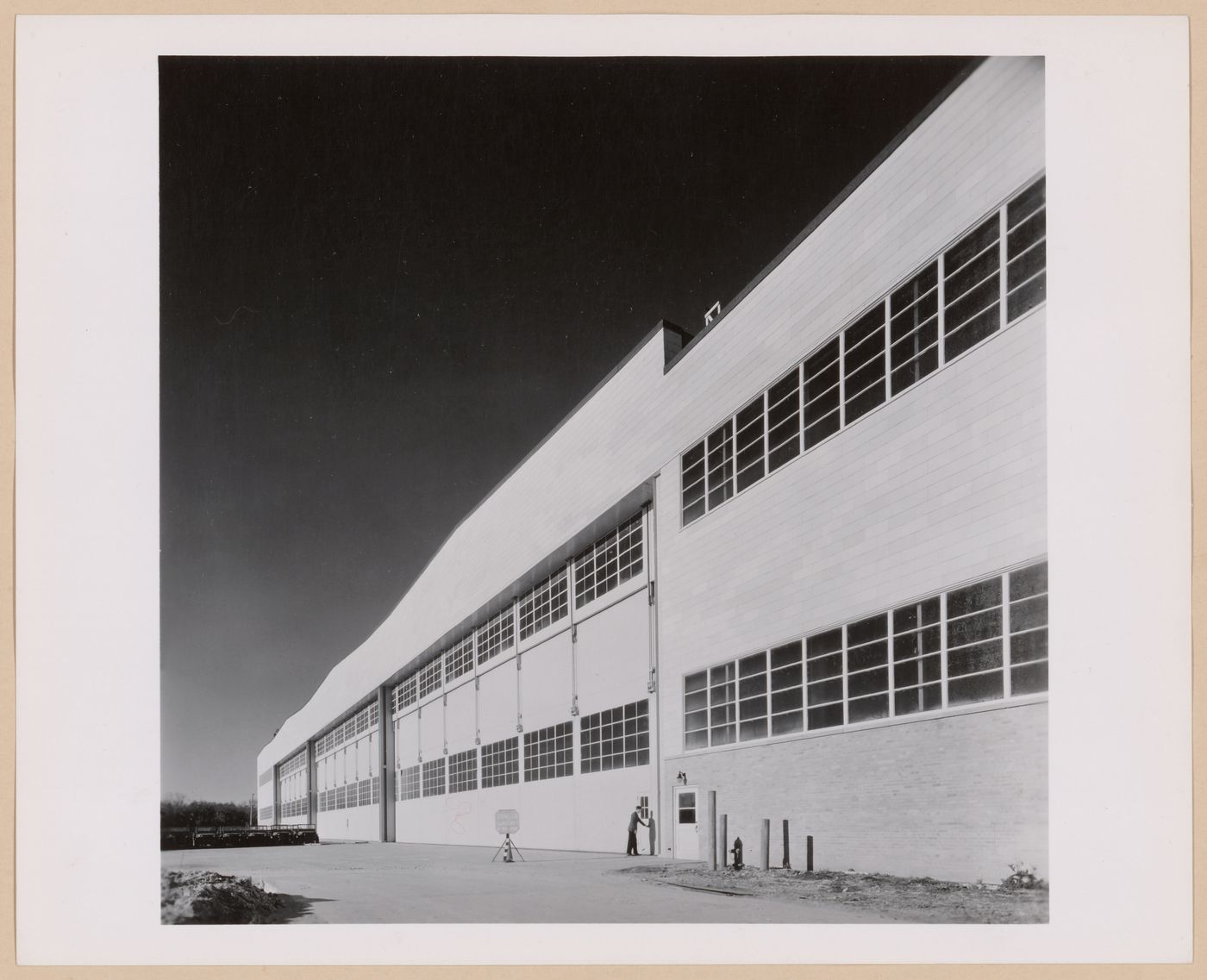 View of the north façade of the west end of the Manufacturing Building, Higgins Aircraft Corporation Airplane Assembly Plant, New Orleans, Louisiana
