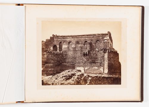View of a façade of the Tekfur Sarayi (also known as the Palace of Porphyrogenitus), Theodosian Wall, Constantinople (now Istanbul), Ottoman Empire (now in Turkey)