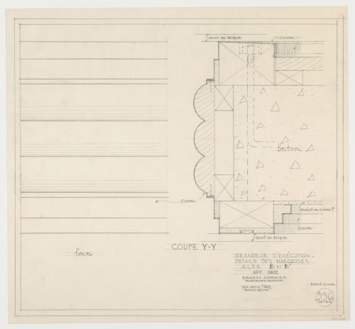 Détails de la marquise des ailes B et B', Pavillon principal et campus, Université de Montréal, Montréal, Canada (1924-1947)