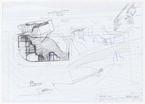 First floor plan with sketches for C. Cultural e Audit. para a Fundação Ibere Camargo, Porto Alegre, Brazil
