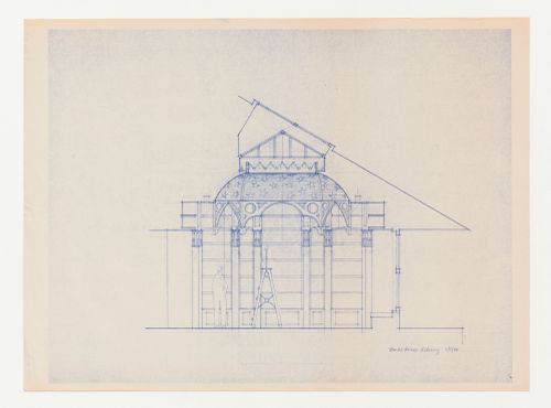 Detail of section looking south for the Hanks-Paré Residence, Tuxedo Park, New York