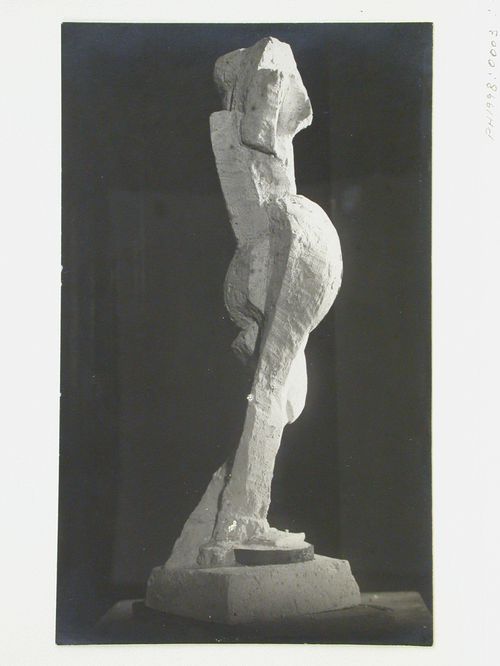 View of a Cubist statue incorporating metal and plaster, Moscow