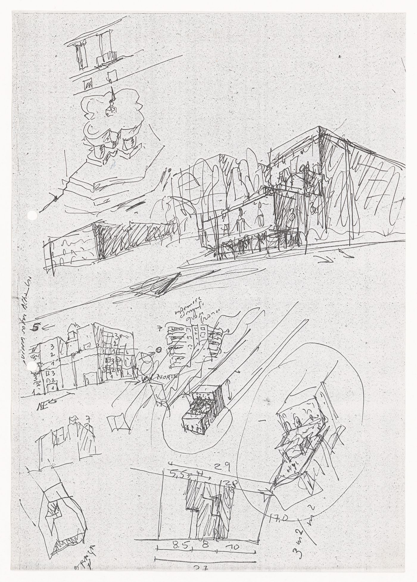Photocopy of sketches, Edifício Zaida Habitação e Comércio, Granada Spain