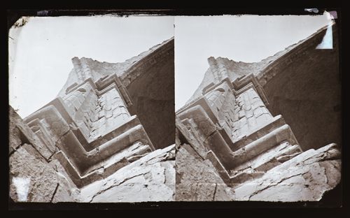 Stereograph of stone column, Mission San Juan Capistrano, California, United States of America
