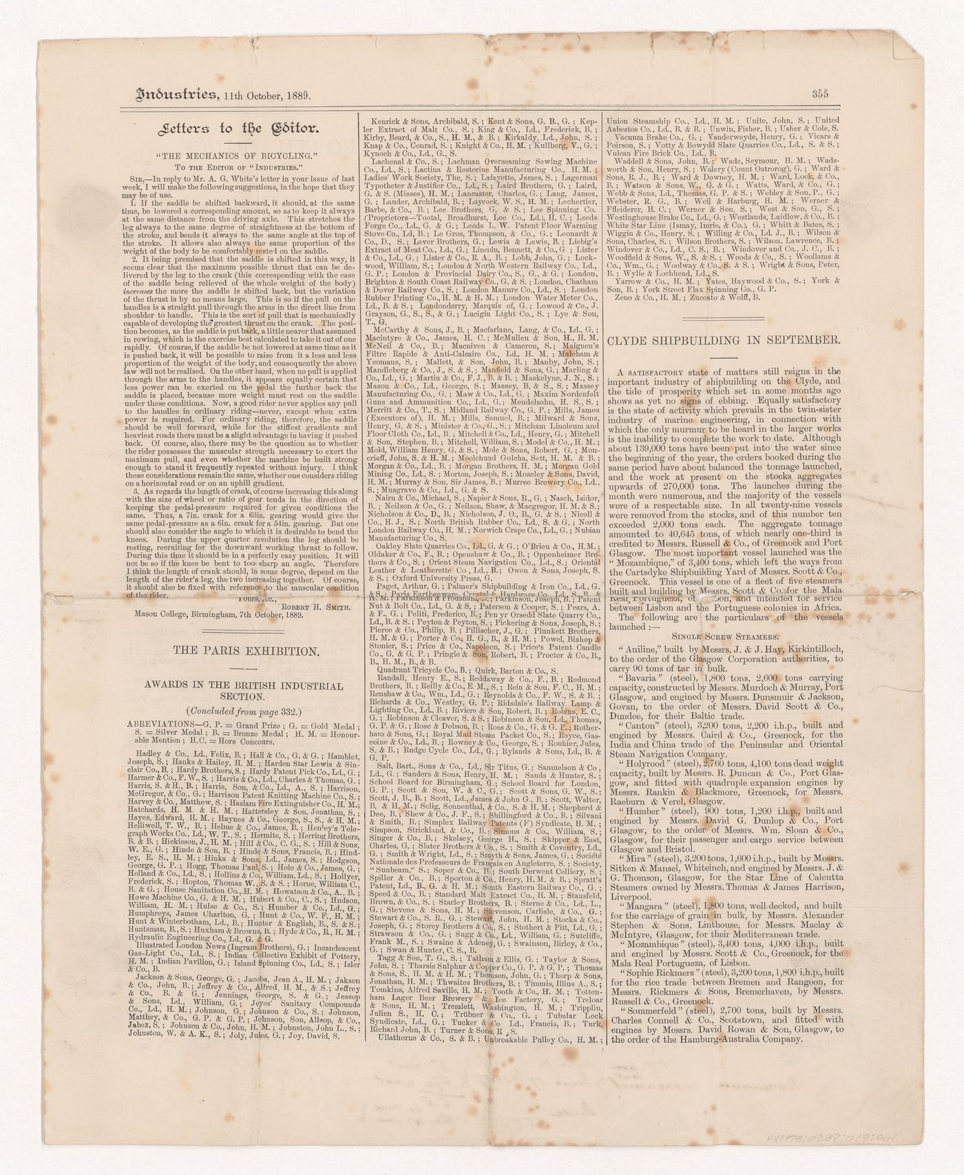 Detached sheet from article 'Industries' on the central girders of the Forth Bridge
