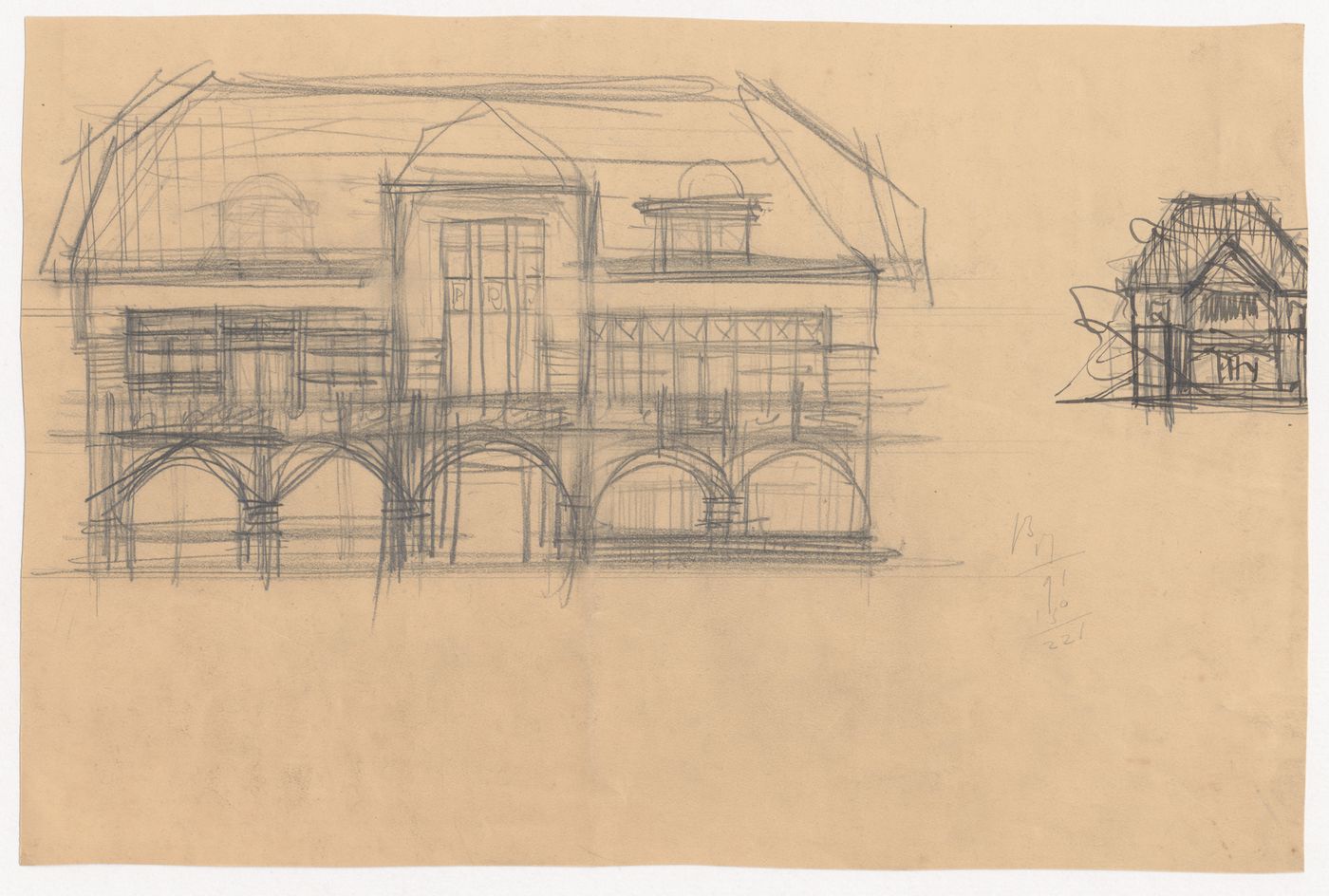 Sketch elevations, possibly for a house, Netherlands; verso: Sketch elevations, possibly for a house, Netherlands