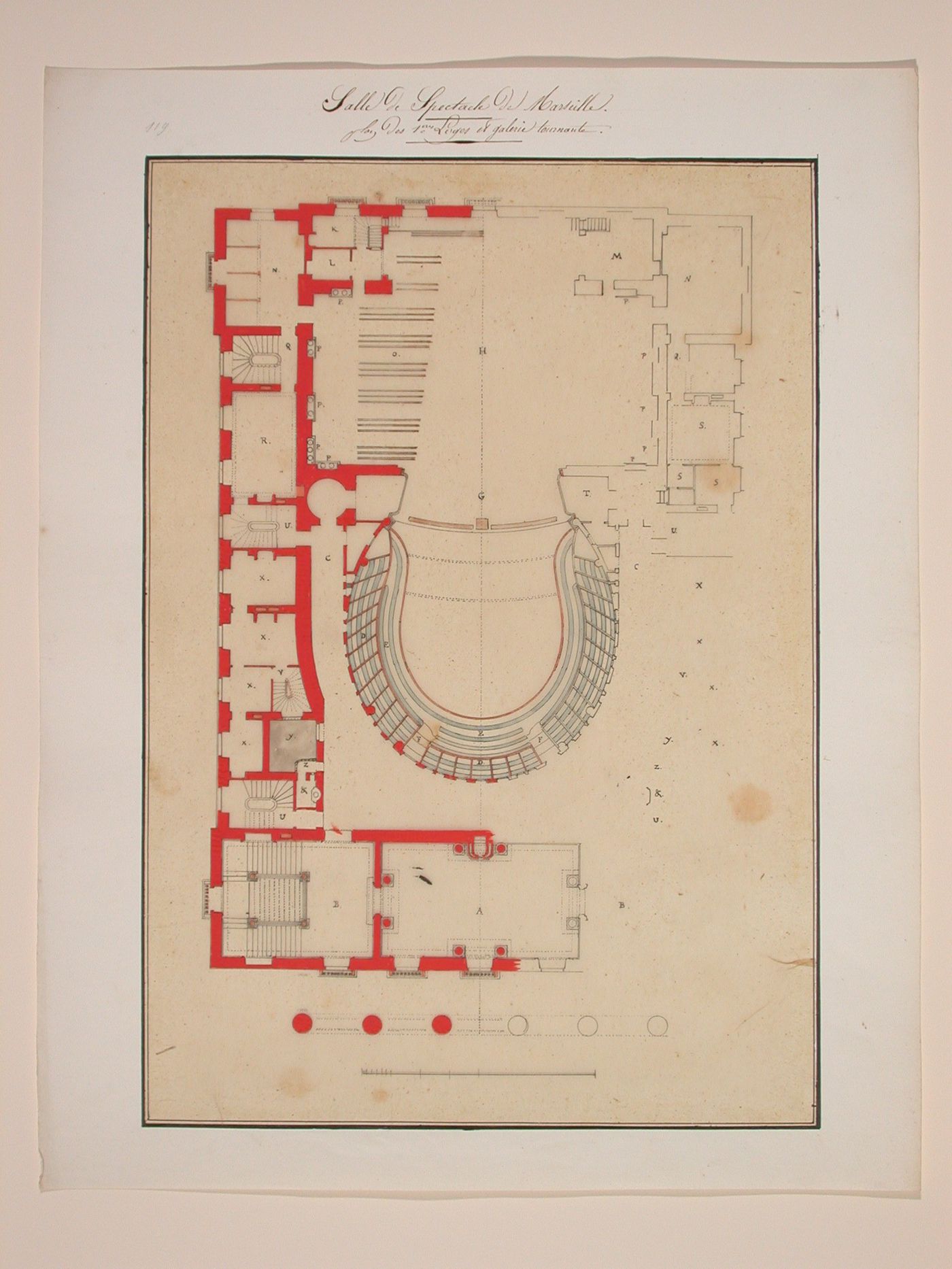 Plan of first loge level and gallery of the Grand Theatre de Marseille