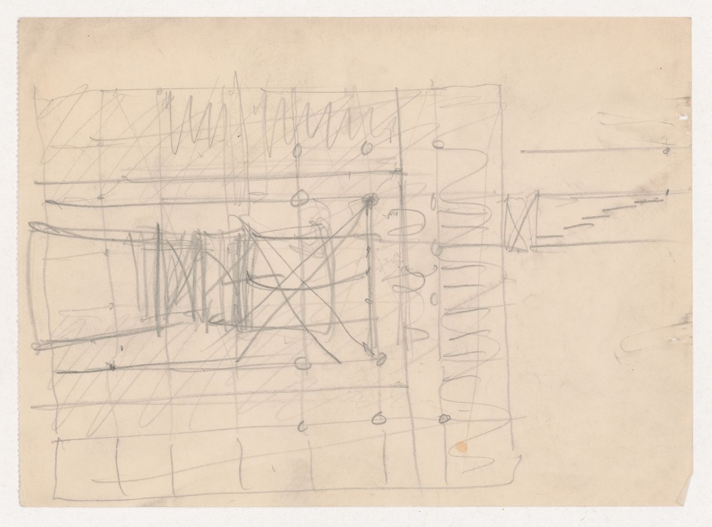 Sketch plan and partial sketch cross section for an auditorium for Illinois Institute of Technology