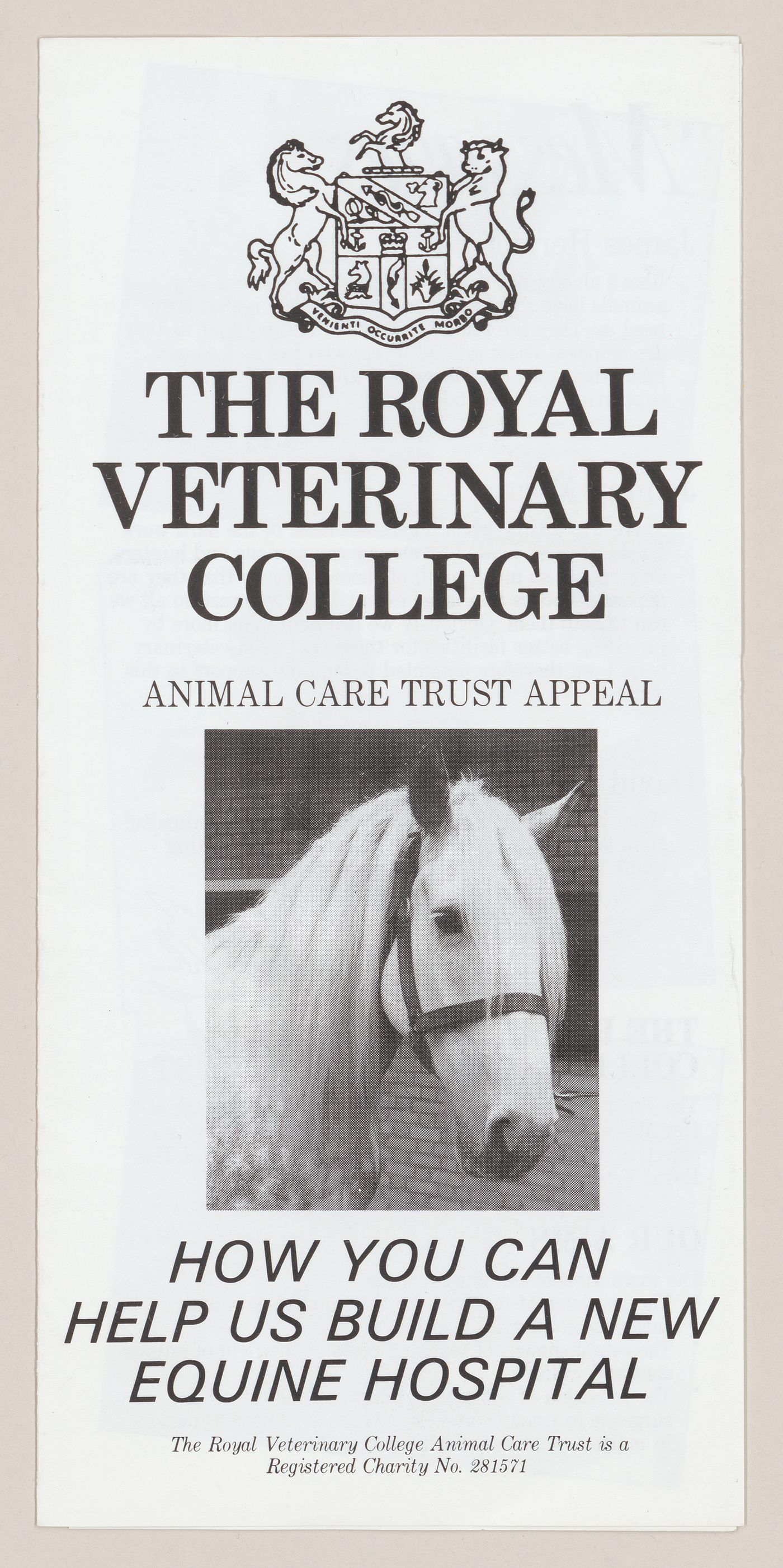 Fundraising brochure "How you can help us build a new equine hospital" from The Royal veterinary college