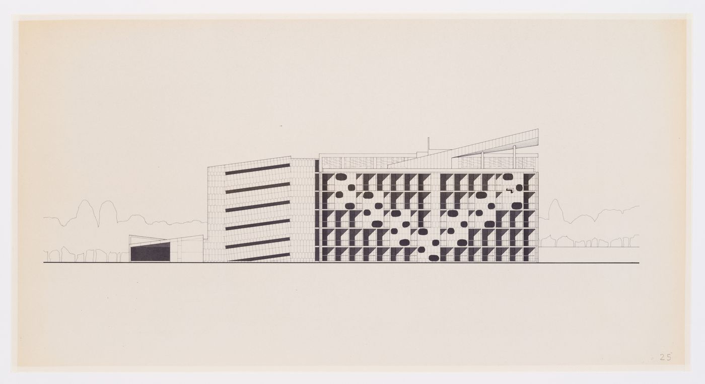 Elevation for the Museum of Knowledge, Sector 1, in Chandigarh, India