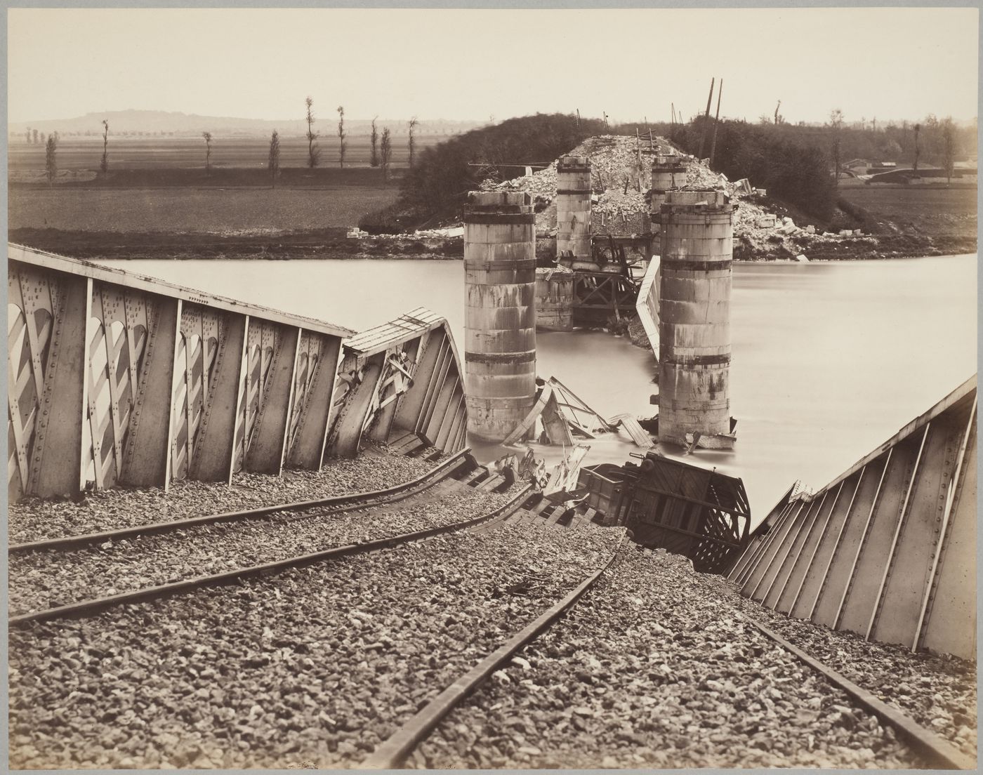 View of the damage to the Argenteuil Bridge after the Paris Commune, Paris, France