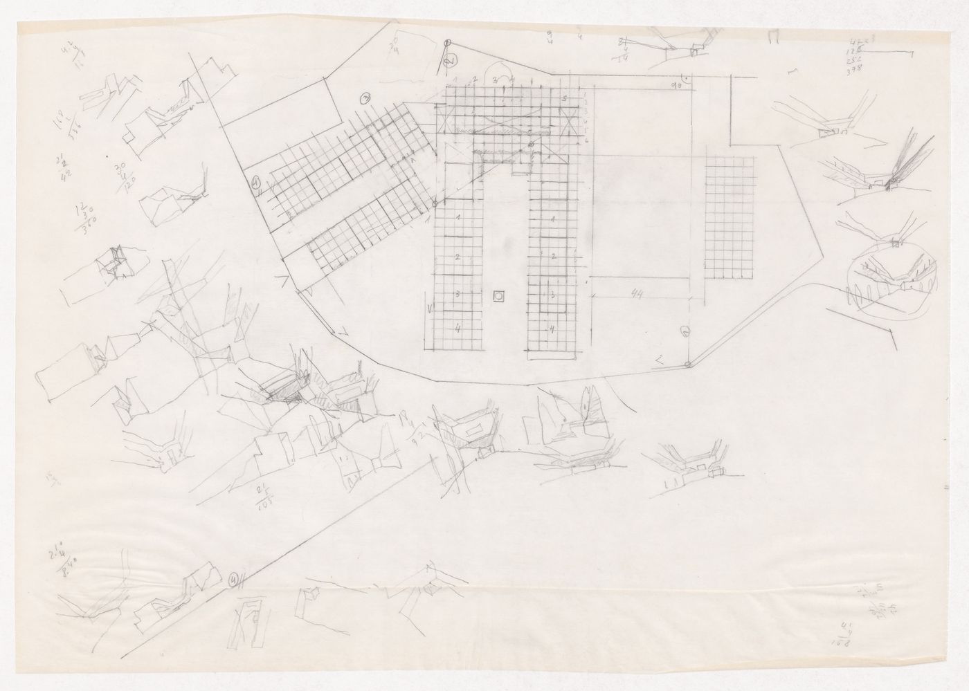 Sketch plan and perspectives for Escola Pré-primária e Primária, Alcoi, Spain