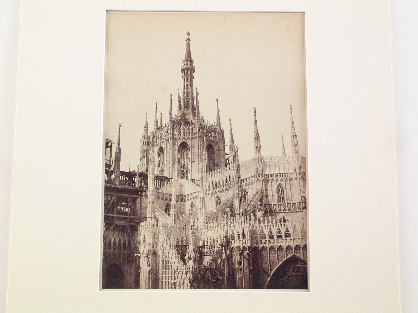 Cathedral: tower, and construction at left, Milan, Italy