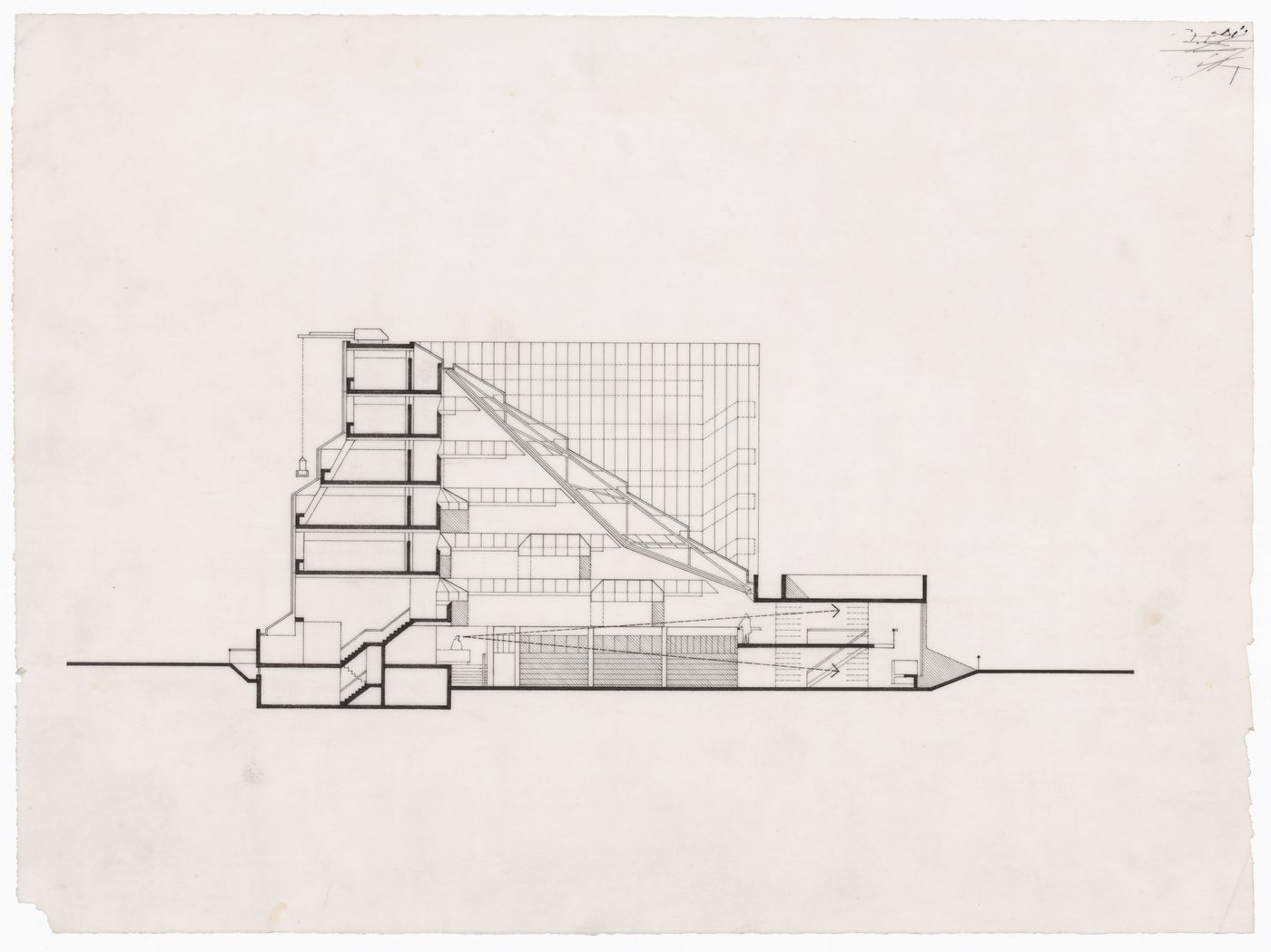 Section for University of Cambridge. History Faculty Building, Cambridge, England