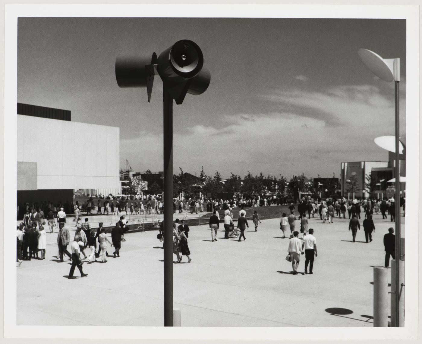 View of speakers, Expo 67, Montréal, Québec