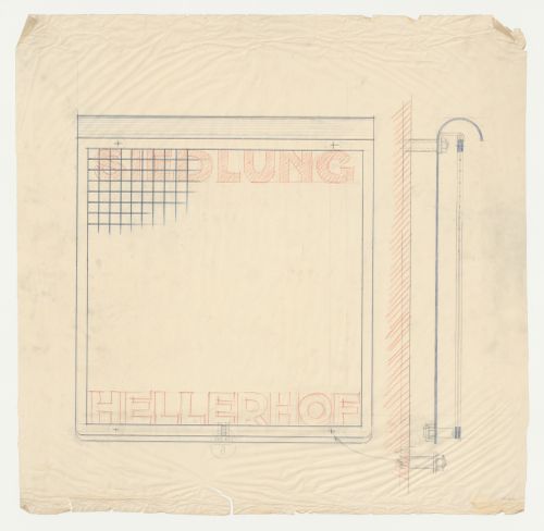 Elevation and section for a sign, Hellerhof Housing Estate, Frankfurt am Main, Germany