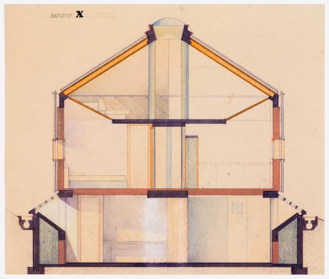 Cross section for Casa Ferrario, Osmate, Italy