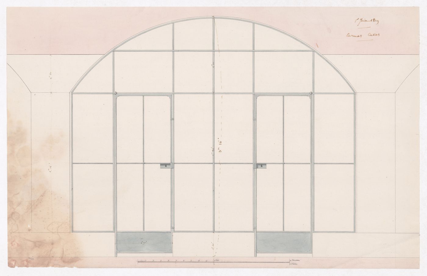 Elevation for an iron gate for Caves, Marché des Carmes, Paris