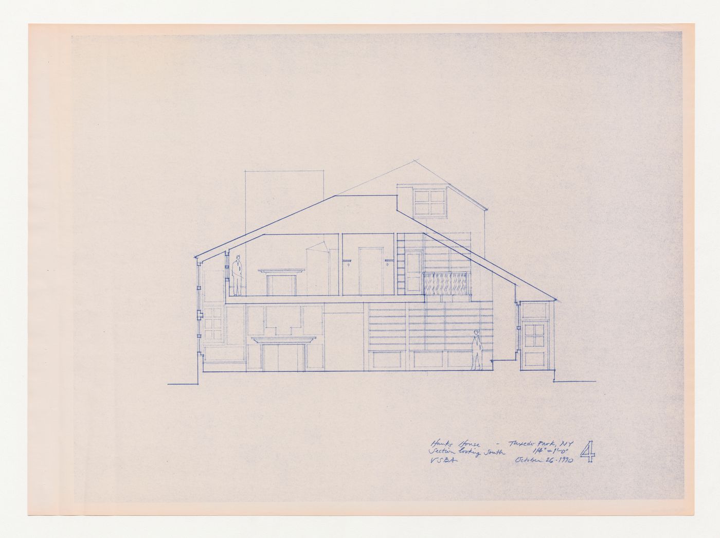 Section looking south for the Hanks-Paré Residence, Tuxedo Park, New York
