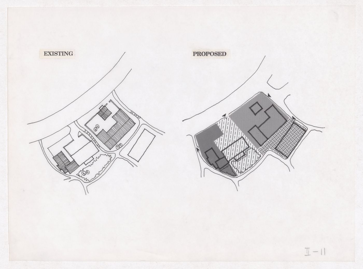 Plan showing existing and proposed courtyard for the Sichuan housing project for "Housing a Billion: Village Upgrading: Jianlu, China" publication