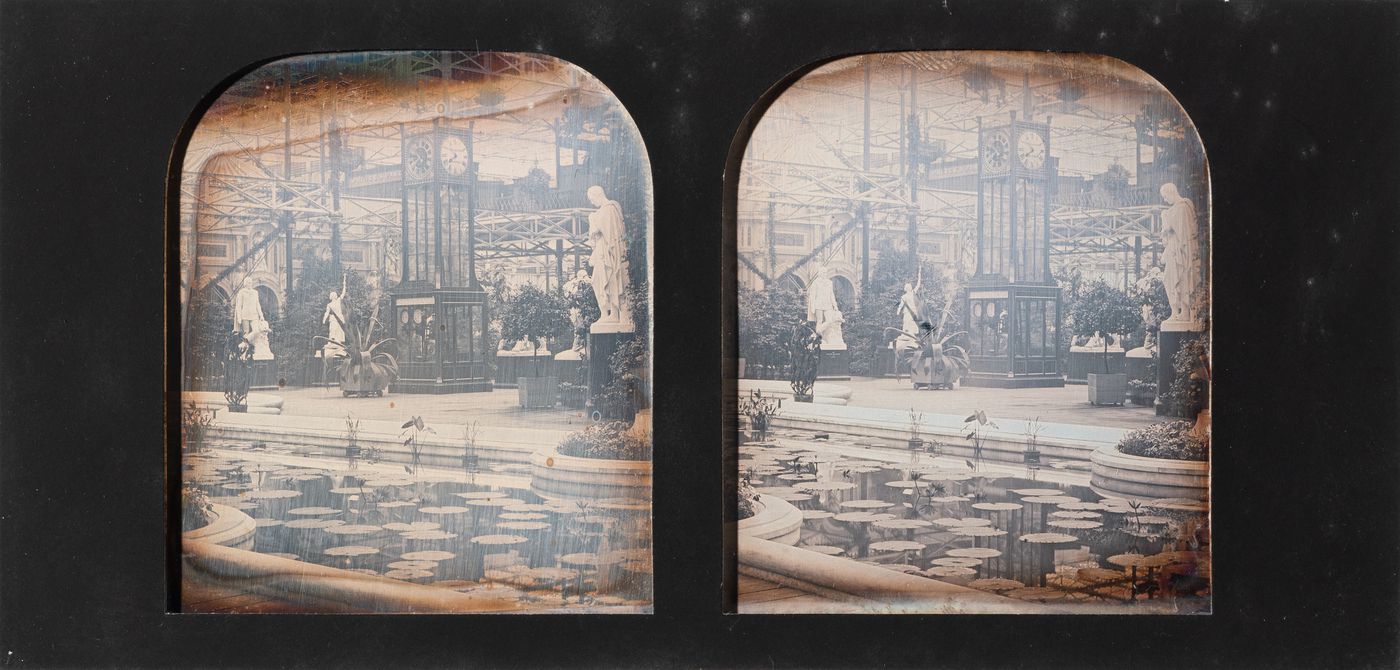 Interior view of the Crystal Palace showing the central nave, London, England