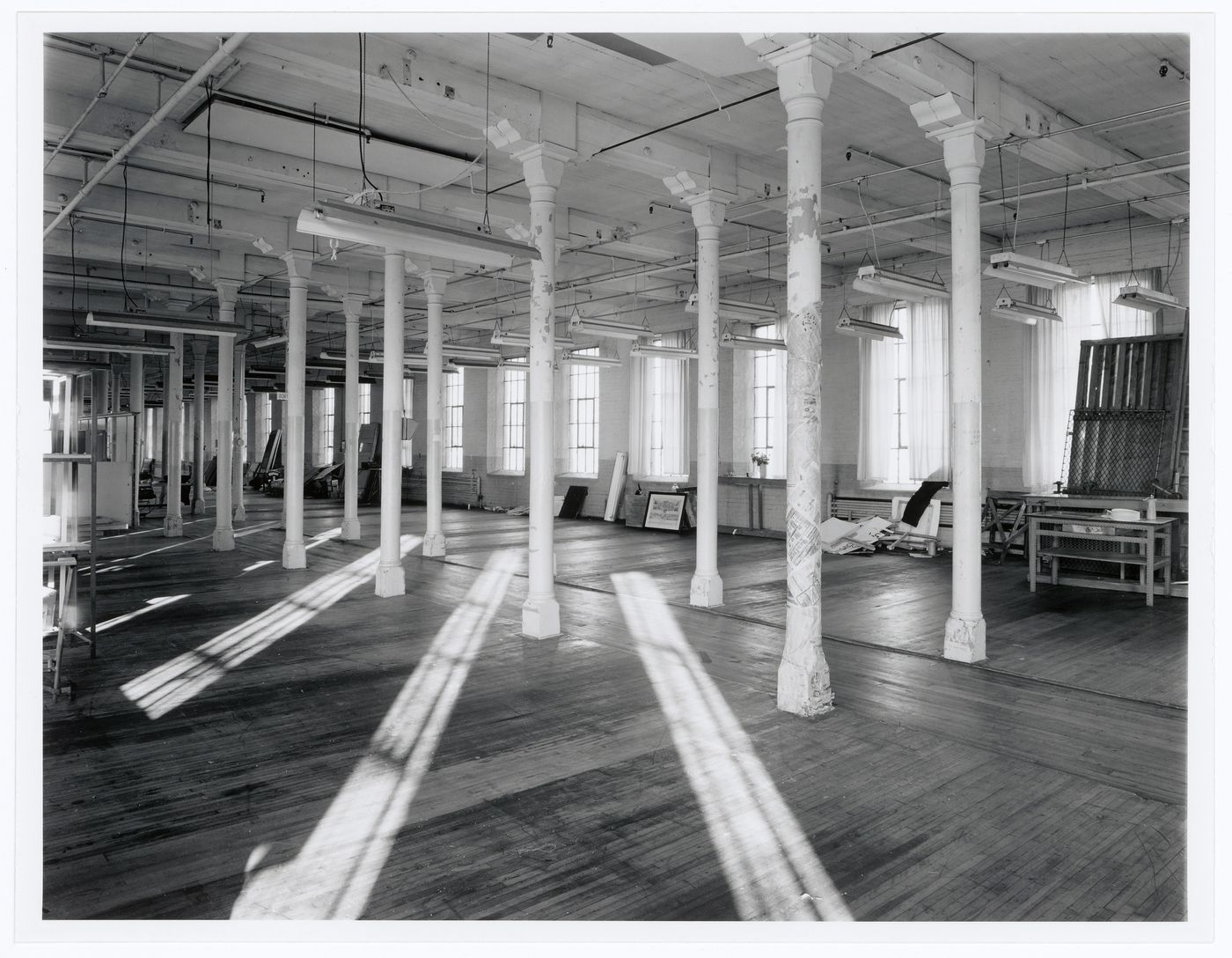 Interior view of workshops on the fourth floor of the Belding Corticelli Spinning Mill, Montréal, Québec