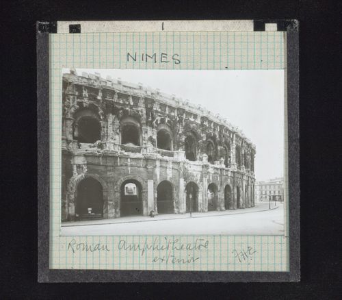 Exterior view of roman amphitheater, Nîmes, France