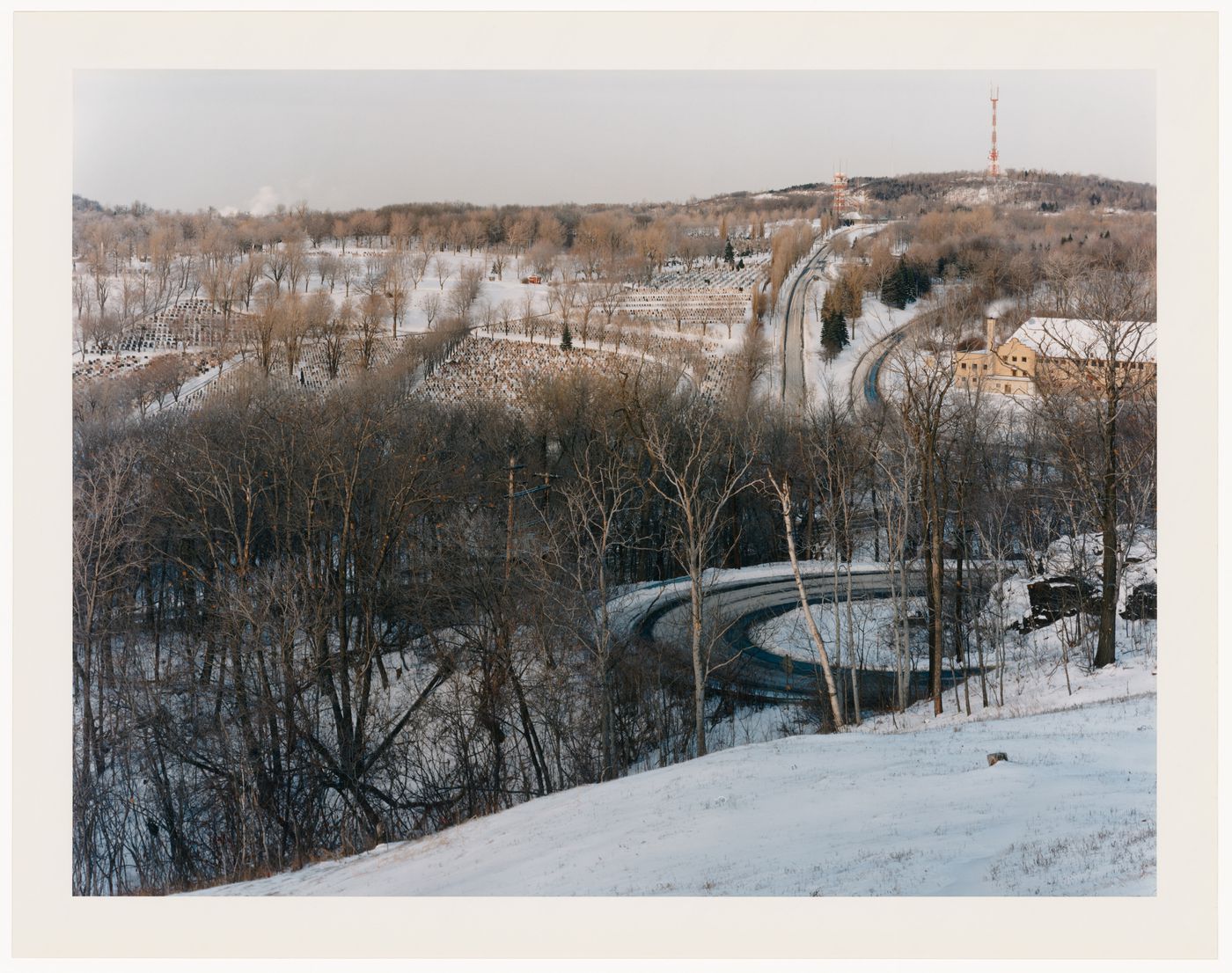 Viewing Olmsted: View looking east from Summit Road, Westmount, Mount Royal, Montréal, Québec