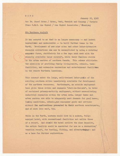 Memorandum with annotations for Northern Airlift