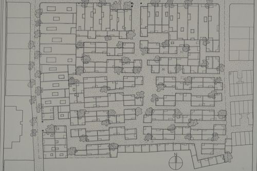 Site plan showing plots for the Aranya Housing Project, Indore, India